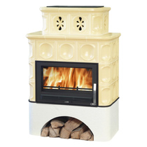   Кафельная печь-камин ABX Karelie (белый цоколь) с теплообменником (10 кВт в воду)(Зеленый)