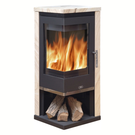   Печь-камин ABX Admiral(Корпус черная сталь, Облицовка бразильский песчаник)