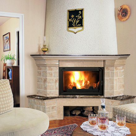   Каминная облицовка Madeira Crocus Exclusive (угловая)(Мрамор Sunny / Dark Chokolate, Тип топки под топку 700)