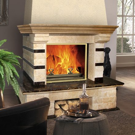   Каминная облицовка Madeira Darina Exclusive (пристенная)(Мрамор Sunny / Nero Marquina, Тип топки под топку 700)