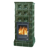   Кафельная печь-камин ABX Kaledonie K (вставка комбо) с теплообменником(Зеленый)