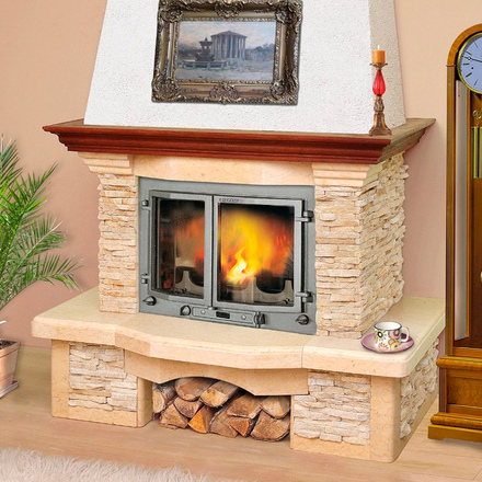 Каминная облицовка  Madeira Adela Exclusive (угловая)(Мрамор Sunny / Emperador Dark, Тип топки под топку 700)