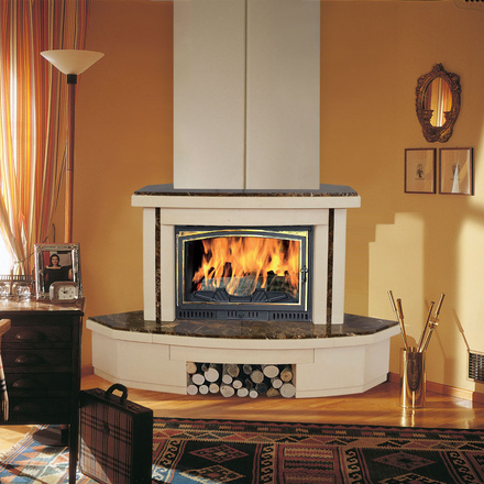   Каминная облицовка Madeira Alba Standart (угловая)(Мрамор Giallo / Milly Gray, Тип топки под топку 700)