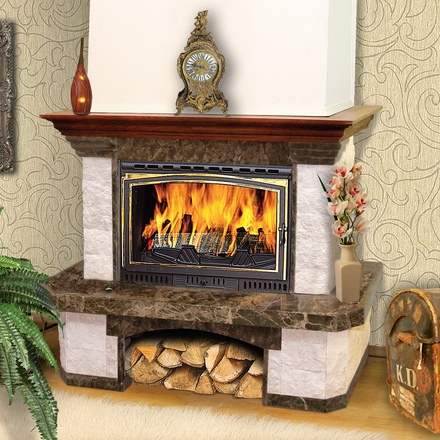   Каминная облицовка Madeira Agnes Exclusive (пристенная)(Мрамор Sunny / Dark Chokolate, Тип топки под топку 700)