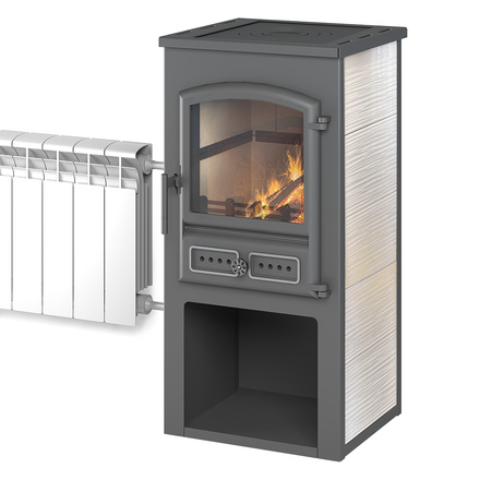   Печь-камин Etna (Этна) БКД с плитой и т/о(Антрацит)