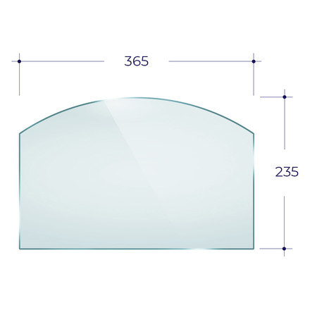   Стекло для каминной дверцы Везувий 222 (арка)(Под термометр)