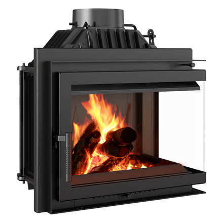   Каминная топка Kratki SIMPLE/M/S/P/BS (Smart)(угловое стекло справа)(Ø 150 мм)