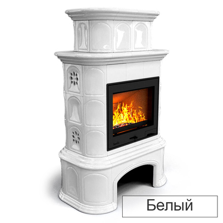   Каминная облицовка КимрПечь Прованс с дровником пристенная двухъярусная Л-700(Исполнение Однотонный B, Цвет / Декор Волна [G3])