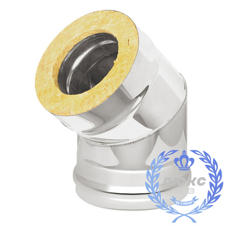 Сэндвич-колено Везувий «Люкс Газ» 45° (нержавейка, AISI 316/304/0,5мм)(Ø 200/300 мм)