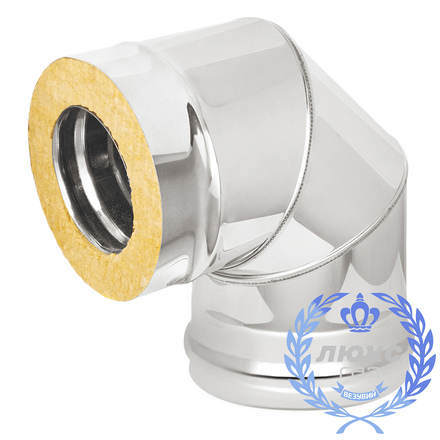 Сэндвич-колено Везувий «Люкс Газ» 90° (нержавейка, AISI 316/304/0,5мм)(Ø 120/200 мм)
