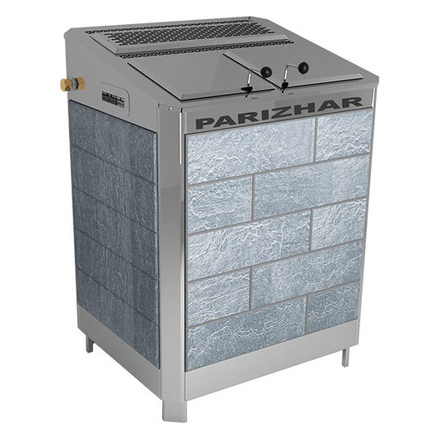   Электрическая печь для бани VVD ПАРиЖАР 12 кВт в облицовке(серпентенит «Бархат»)