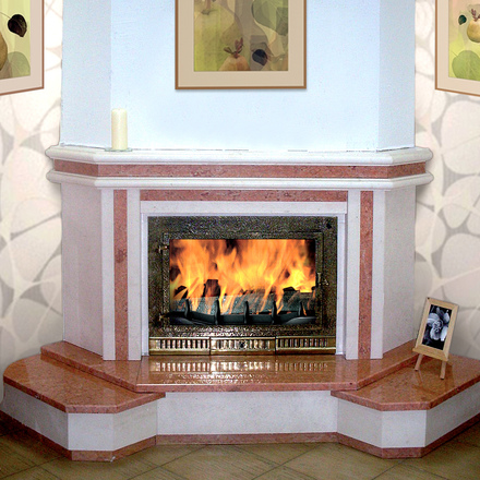   Каминная облицовка Madeira Paloma Standart (угловая)(Мрамор Giallo / Milly Gray, Тип топки под топку 700)