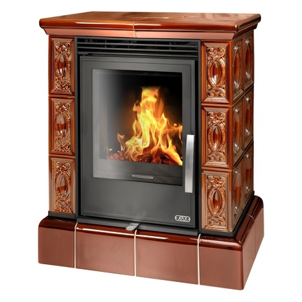   Кафельная печь-камин ABX Helvetia KPI (кафельный цоколь)(Коричневый)