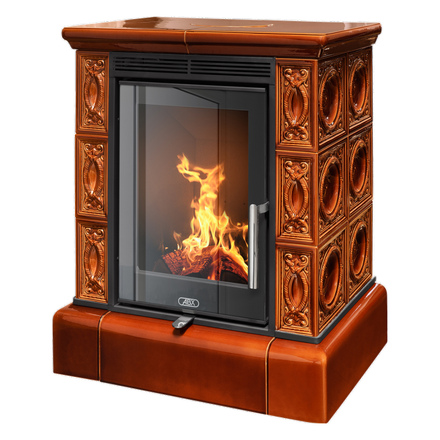   Кафельная печь-камин ABX Helvetia Exclusive (кафельный цоколь, вставка Orion)(Зеленый)