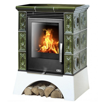   Кафельная печь-камин ABX Helvetia KPI (белый цоколь) с теплообменником(Коричневый)