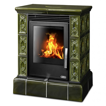   Кафельная печь-камин ABX Helvetia KPI (кафельный цоколь) с теплообменником(Зеленый)