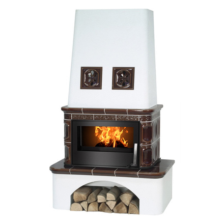   Кафельная печь-камин ABX Laponie II P OX (стальная вставка)(Песчаный)