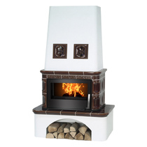   Кафельная печь-камин ABX Laponie II P OX (стальная вставка)(Перламутр)