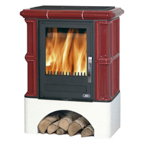   Кафельная печь-камин ABX Bavaria LI (белый цоколь, чугунная вставка)(Ахорн (белый))