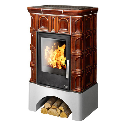   Кафельная печь-камин ABX Britania KPI (белый цоколь)(Зеленый)