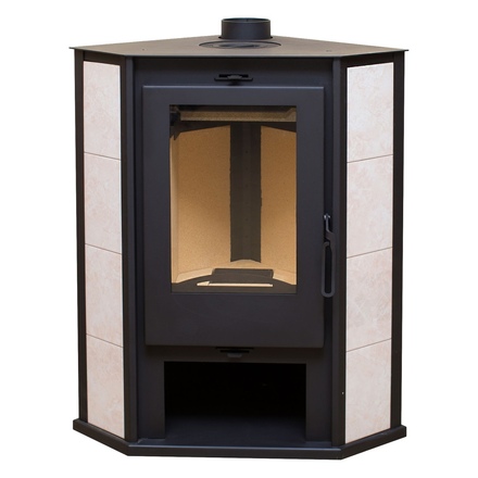   Печь-камин Мета-Бел Ритм 7 угловой с чугунной плитой (L+)