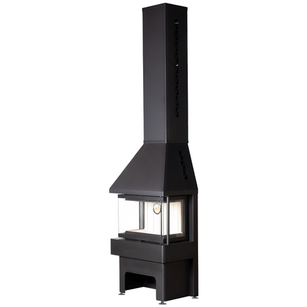 Камин Экокамин Панорама 3 стекла черный