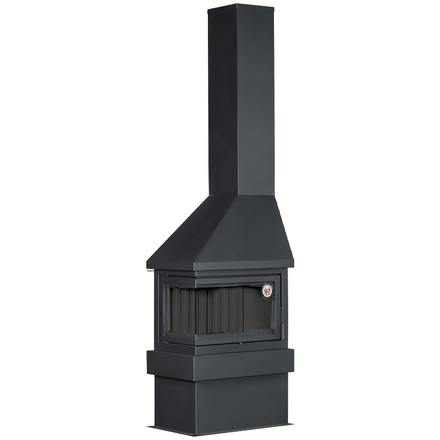 Камин Экокамин Прага угловой (левый) черный шамот