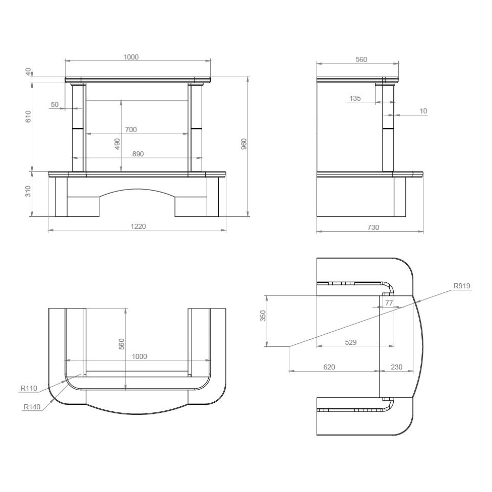 Каминная облицовка Madeira Priscilla Comfort ++, пристенная, Rosso Portugalo/Nero Marquina, 800 (миниатюра)
