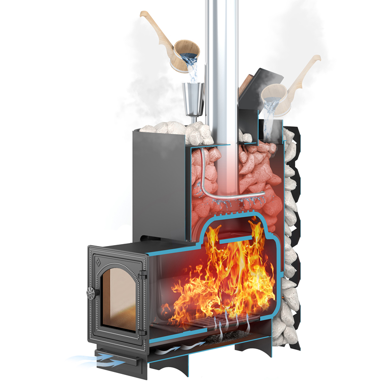 Печь для бани Этна 24 (Панорама) \М\ Закрытая каменка Стандарт (миниатюра)