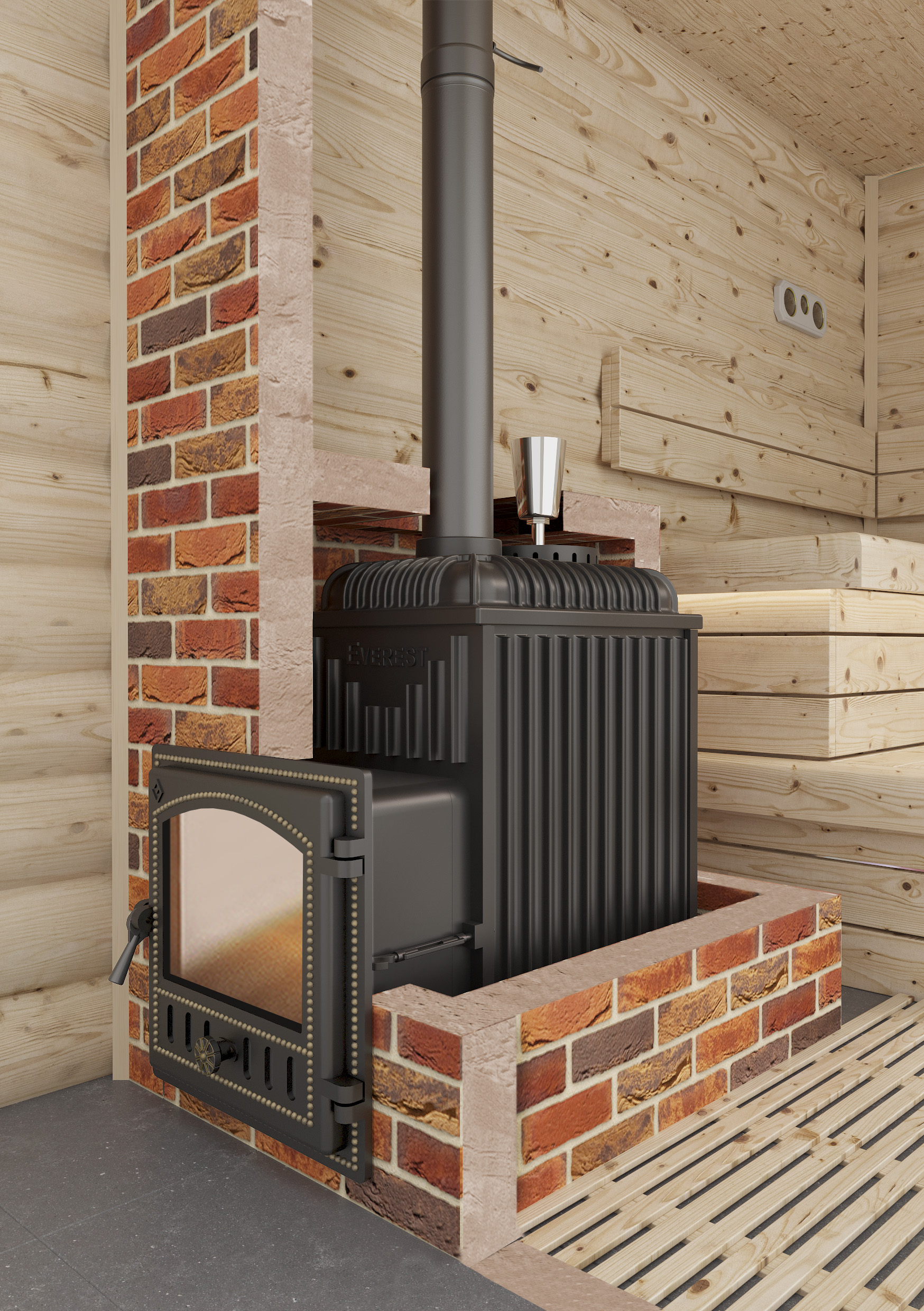 Печь для бани Эверест 24 Легкий пар (280) под обкладку (миниатюра)