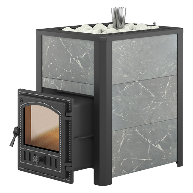 Печь для бани Эверест 24 Легкий пар (280) в облицовке (Талькохлорит, S-20)