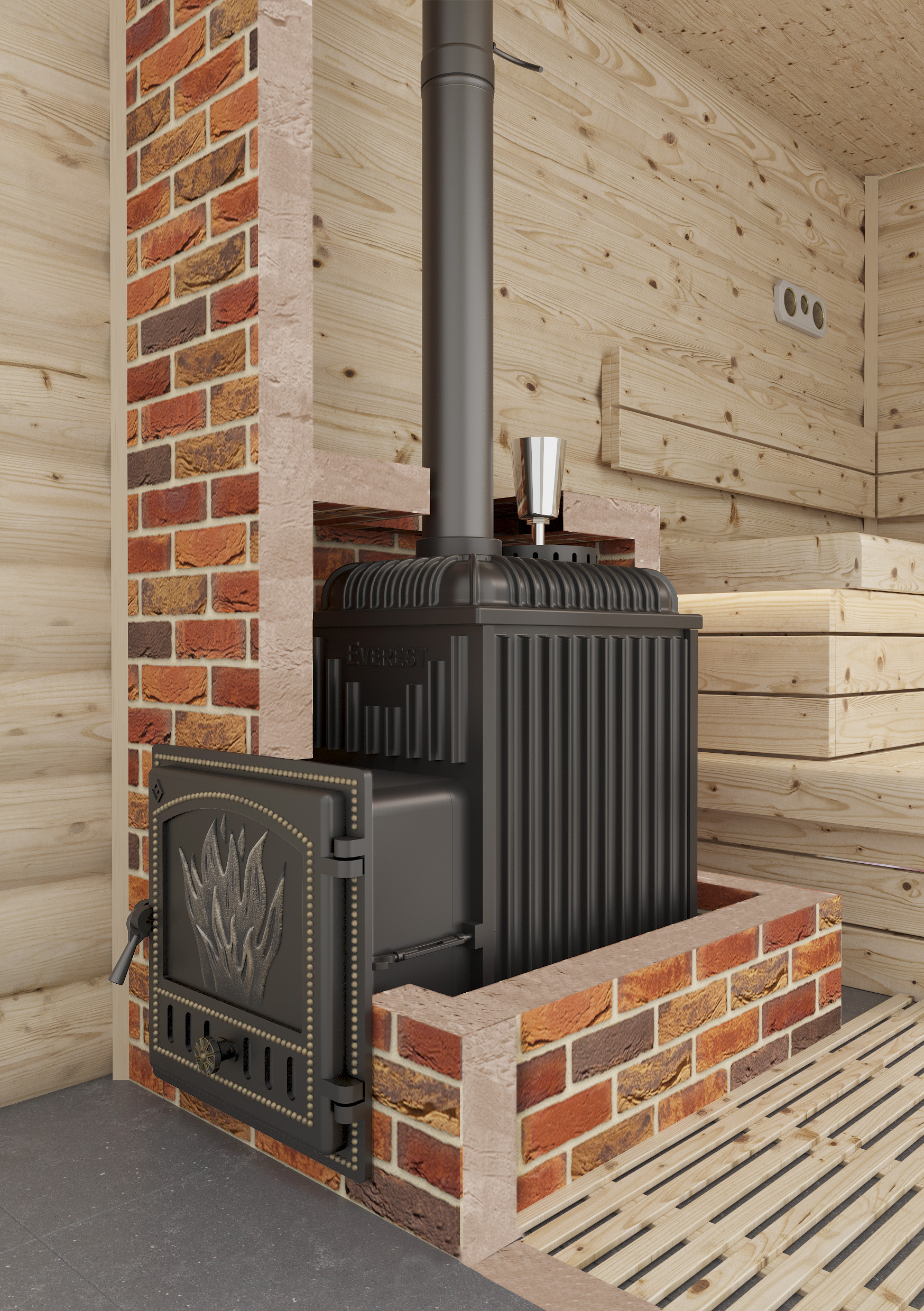 Печь для бани Эверест 24 Легкий пар (281) под обкладку (миниатюра)