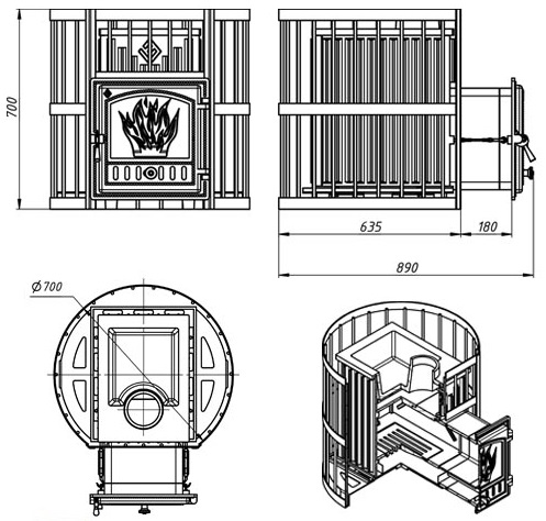 Печь для бани Эверест Ковка 24 (Дверь: 280) (миниатюра)