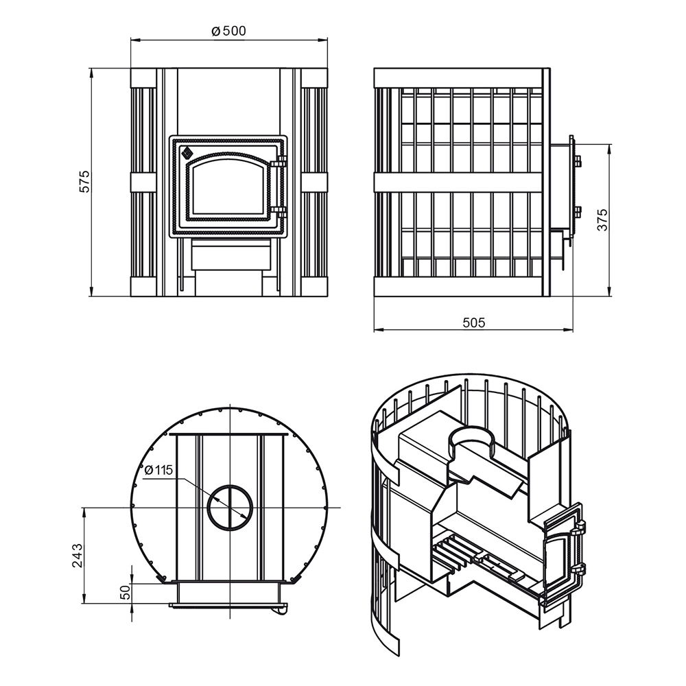 Стальная печь для бани Везувий Оптимум Стандарт 14 (ДТ-3С) б/в (миниатюра)