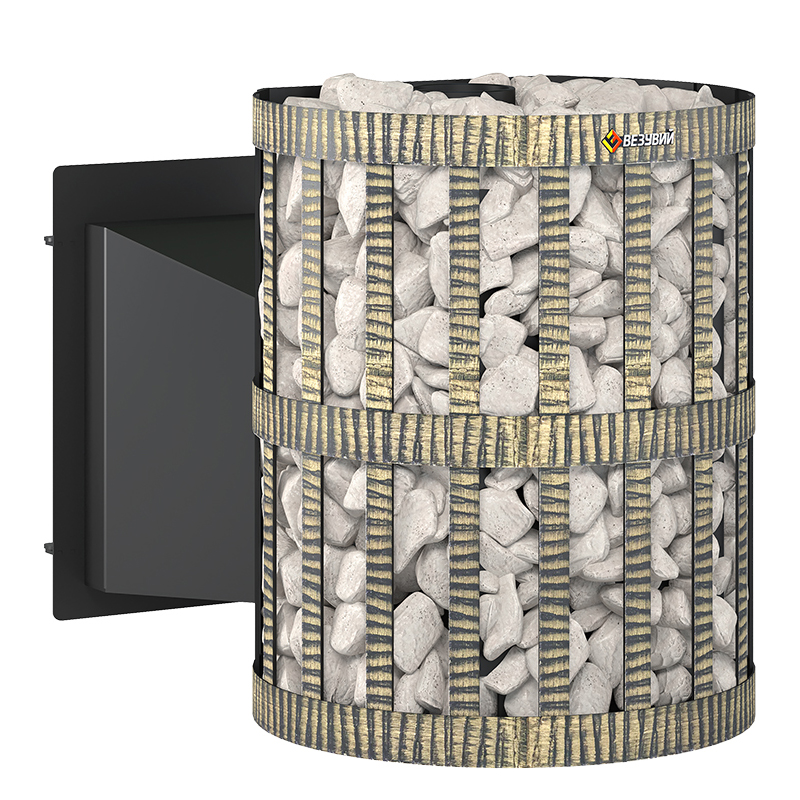 Стальная печь для бани Везувий Скиф Ковка 16 Панорама (миниатюра)