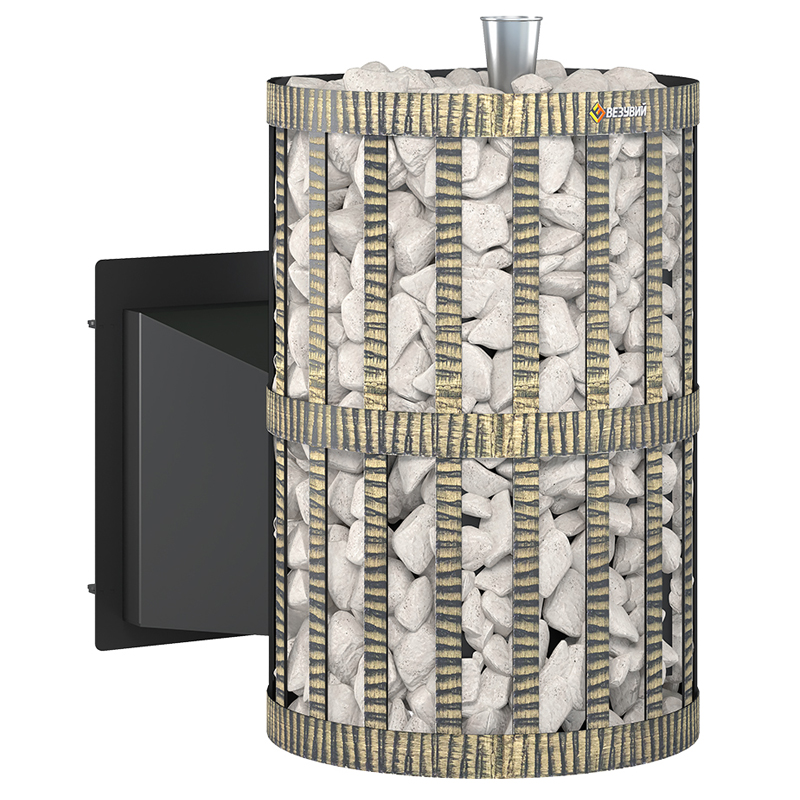 Стальная печь для бани Везувий Скиф Парогенератор Ковка (Панорама М) (миниатюра)