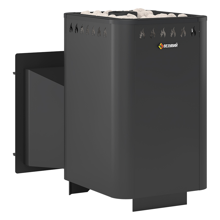 Стальная печь для бани Везувий Русичъ Антрацит 22 Панорама «М» (миниатюра)