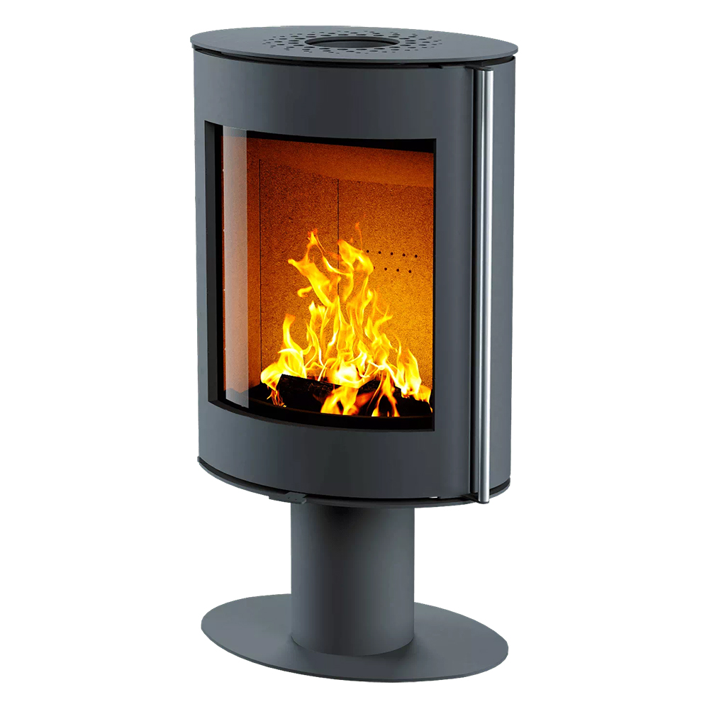 Печь-камин Astov Oval (сталь)(Ручка Длинная ручка (Серая))