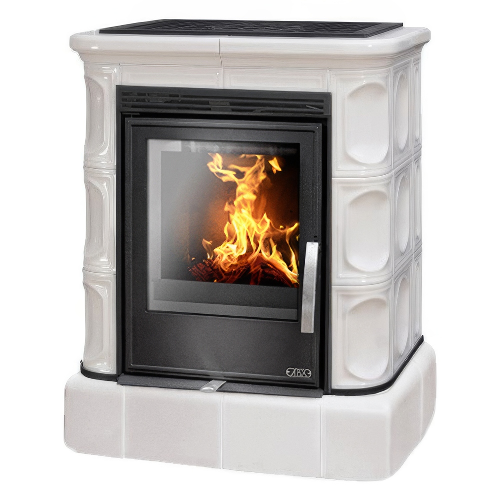   Кафельная печь-камин ABX Marina KPI (кафельный цоколь, вставка комбо)(Перламутр)