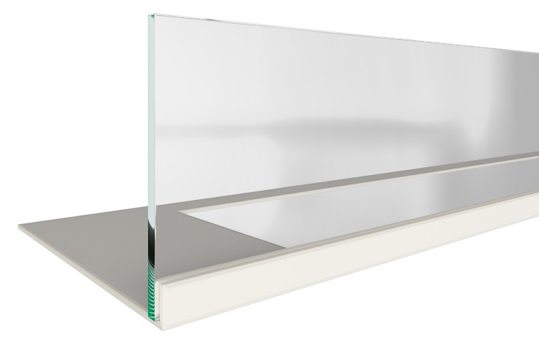   Стекло декоративное для биокаминов Zefire Elliot белого со стемалитом(Ширина камина 900 (Ширина камина) )