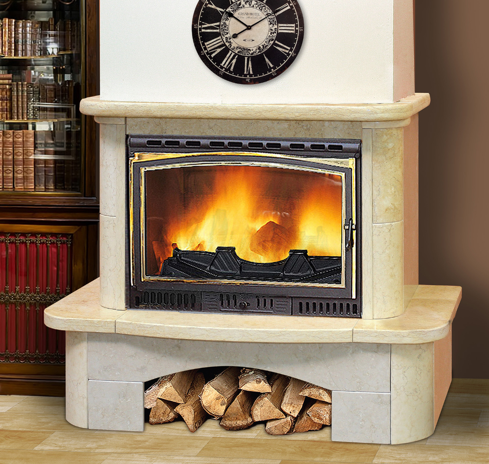   Каминная облицовка Madeira Priscilla Standart (пристенная)(Мрамор Giallo, Тип топки под топку 800)