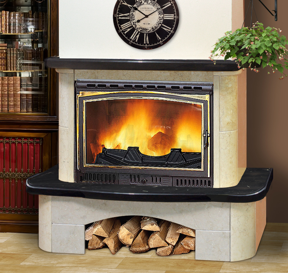   Каминная облицовка Madeira Priscilla Comfort ++ (пристенная)(Мрамор Rosso Portugalo / Emperador Dark, Тип топки под топку 800)