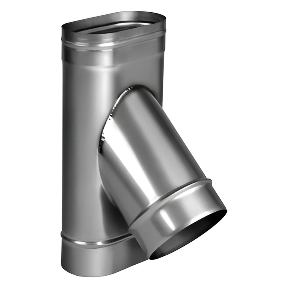   Тройник 45° Вулкан VOR (нержавейка, AISI 321/0,5мм)(Диаметр Ø 100/200 мм, Диаметр выхода Ø150 мм)