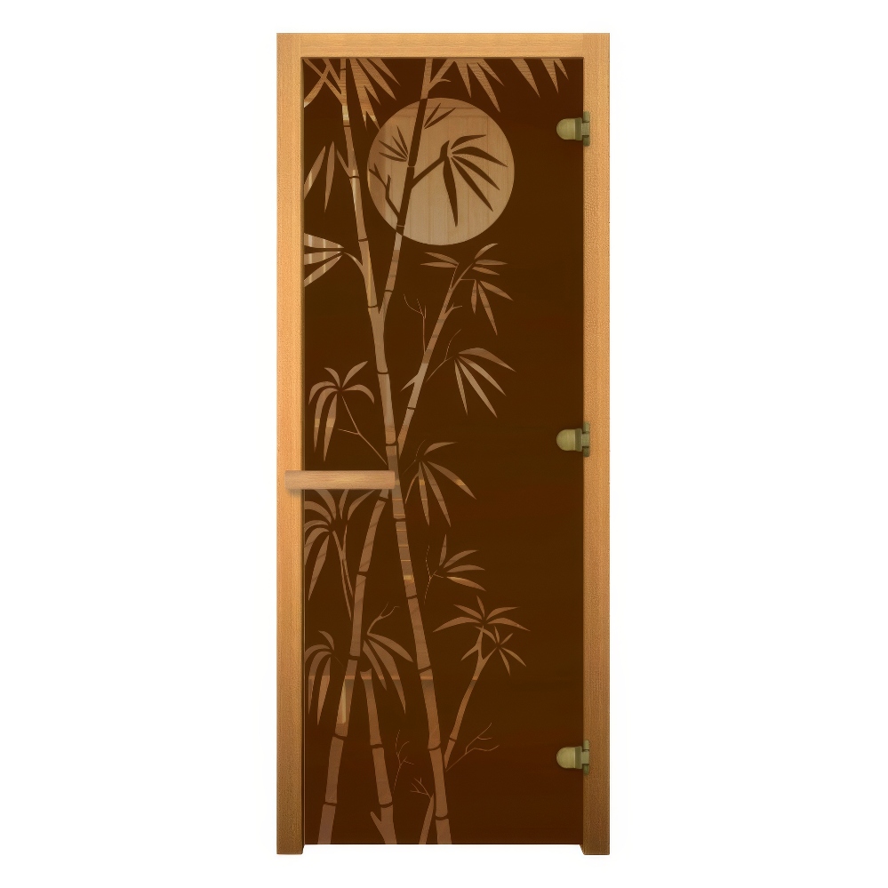   Дверь для бани/сауны LK Бронза с рисунком \Бамбук\(Размер полотна 1900х700 мм, Петли 3 петли 710 CR (справа), Материал коробки Осина)