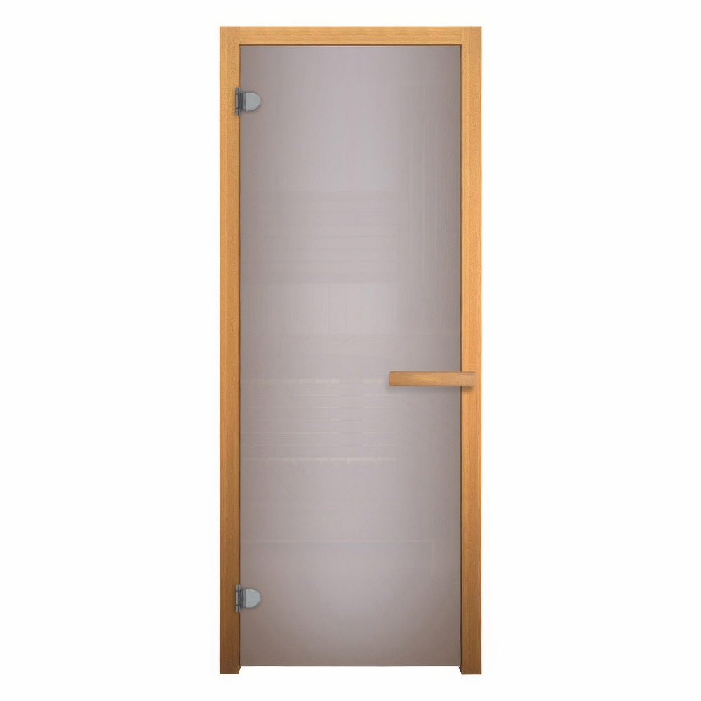   Дверь для бани/сауны LK Сатин Матовая (осина)(Размер полотна 1800х700 мм, Петли 2 петли 716 CR, Толщина стекла 6 мм)