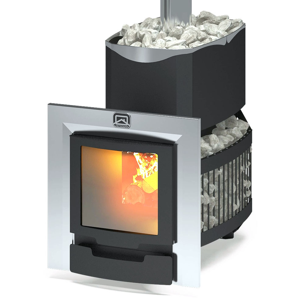   Дровяная печь для бани Теплодар Русь-Сетка 18 Л Панорама