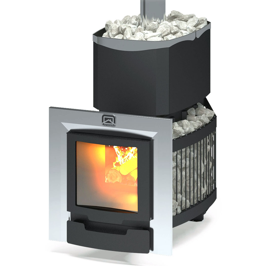   Дровяная печь для бани Теплодар Русь-Сетка 25 Л Панорама