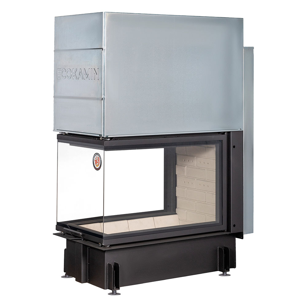   Каминная топка EcoKamin Дельта 900 P три стекла принтинг (подовое горение)(белый шамот)