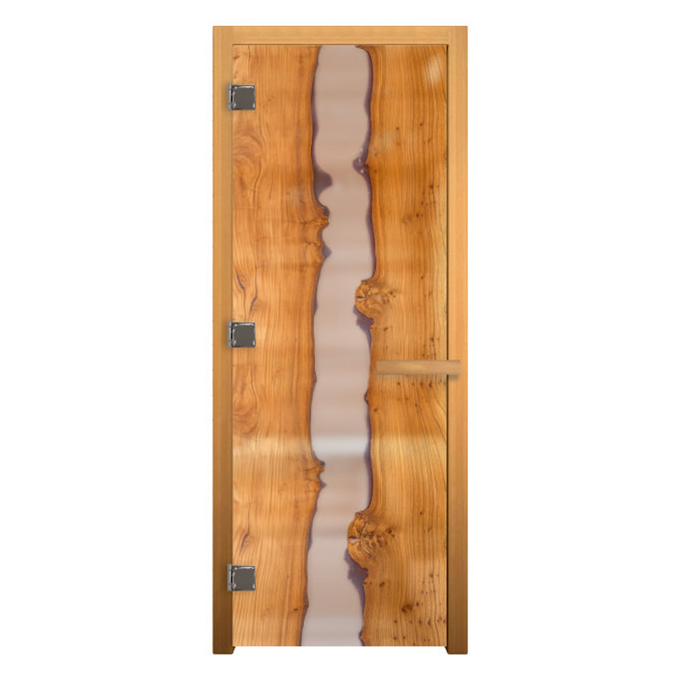   Дверь для бани/сауны LK стекло с рисунком \Слэб\ стандарт(Ольха)