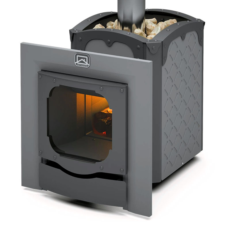   Дровяная печь для бани Теплодар Былина-12 Ч Панорама (1.2)